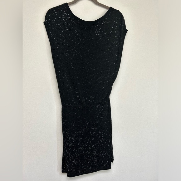 Alice + Olivia Black Crystal Sparkle Dress Size S Silk Lined Wool Blend - Picture 7 of 12